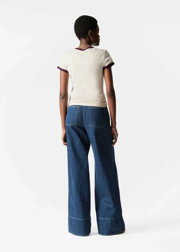 and Other Stories Embroidery TShirt Creamandpurple Women Tops and Tshirts