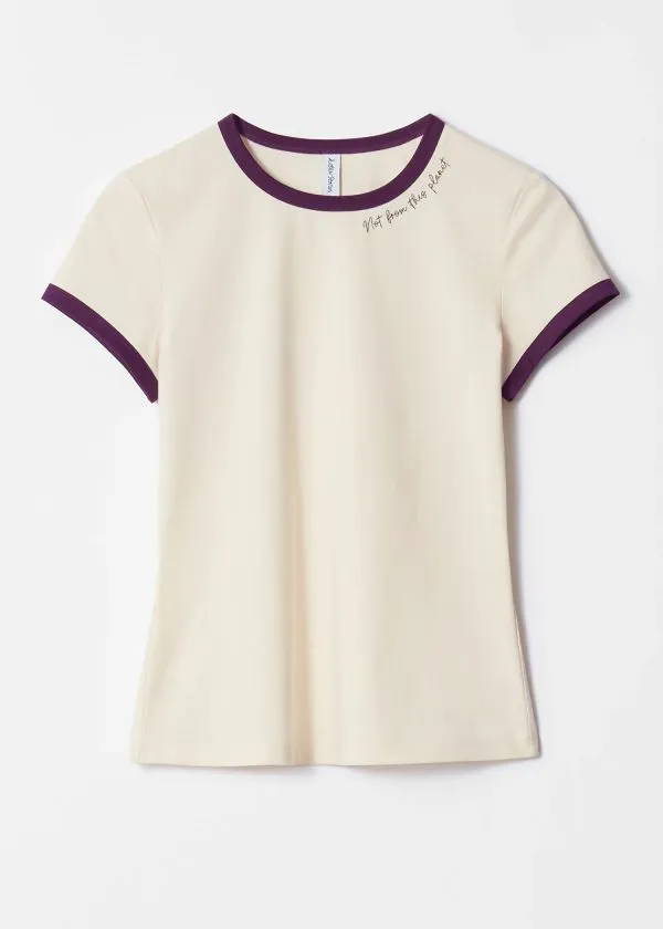 and Other Stories Embroidery TShirt Creamandpurple Women Tops and Tshirts