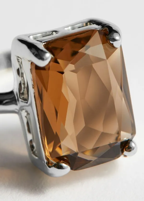 and Other Stories Faceted Crystal Ring Silver Women Rings