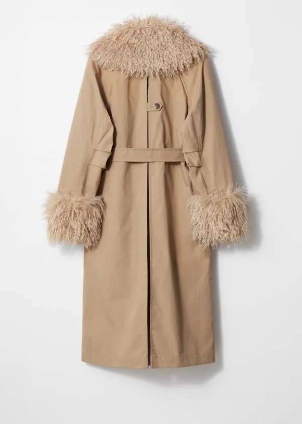 and Other Stories Faux Fur Collar Coat Beige Women Jackets and Coats