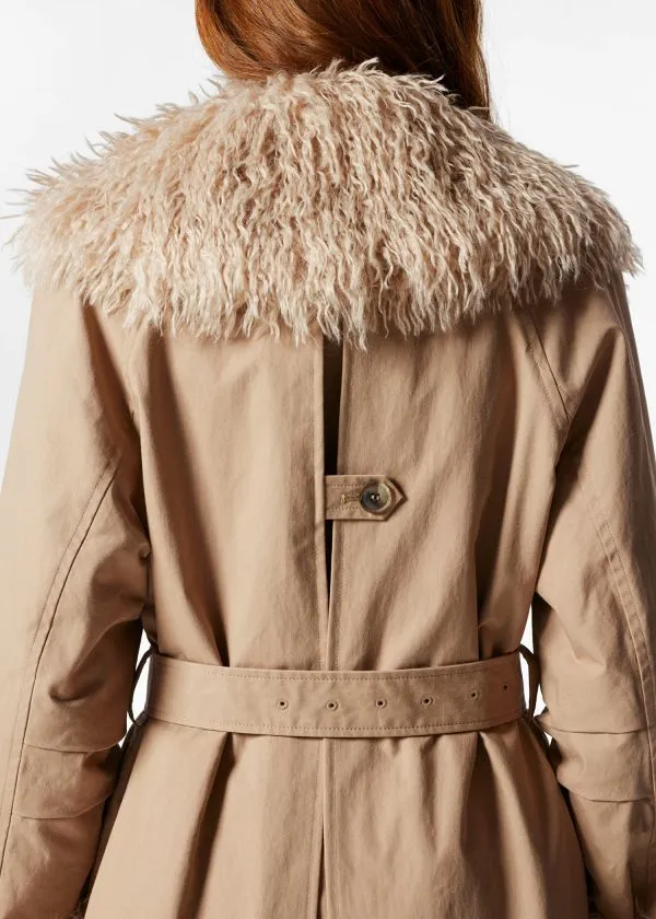 and Other Stories Faux Fur Collar Coat Beige Women Jackets and Coats
