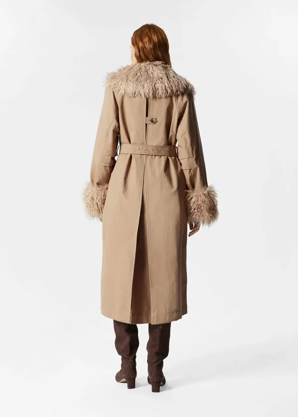 and Other Stories Faux Fur Collar Coat Beige Women Jackets and Coats