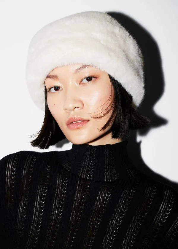 and Other Stories Faux Fur Hat Ivory Women Headwear and Other Stories Faux Fur Hat Ivory Women Headwear