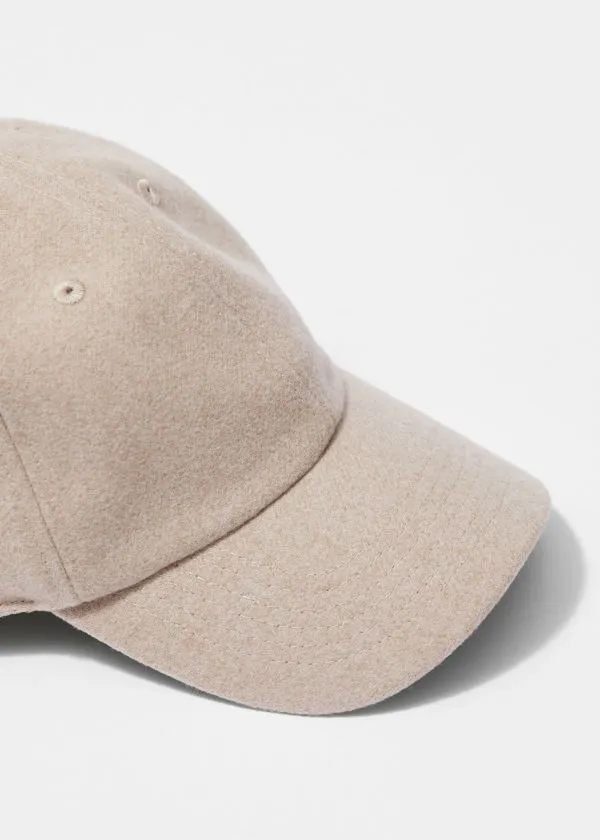 and Other Stories Felt Baseball Cap Beige Women Headwear and Other Stories Felt Baseball Cap Beige Women Headwear