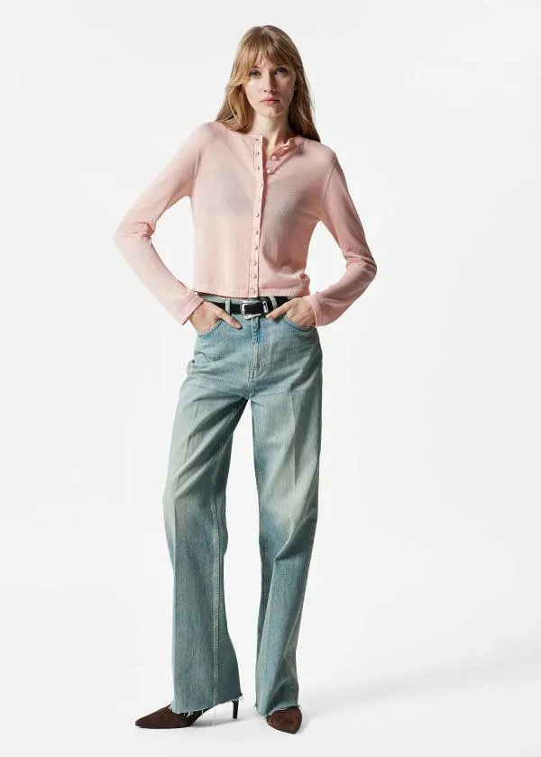 and Other Stories Fine Knitted Cardigan Pink Women Knitwear