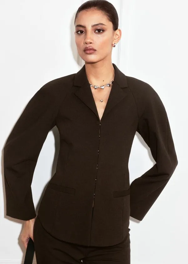 and Other Stories Fitted Blazer Dark Brown Women Blazers and Waistcoats