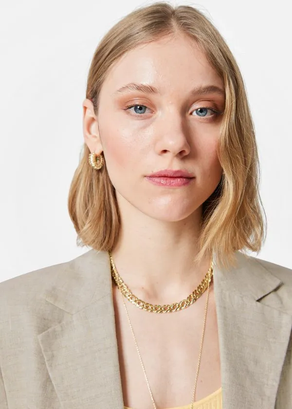 and Other Stories Fitted Linen Blazer Beige Women Jackets and Coats
