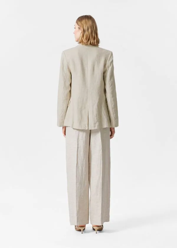 and Other Stories Fitted Linen Blazer Beige Women Jackets and Coats