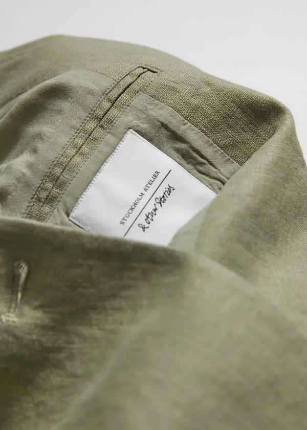 and Other Stories Fitted Linen Blazer Khaki Women Jackets and Coats