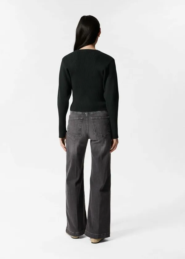 and Other Stories Fitted RibKnit Cardigan Black Women Knitwear