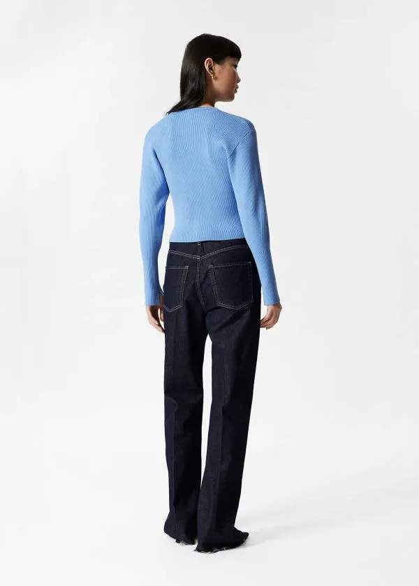 and Other Stories Fitted RibKnit Cardigan Blue Women Knitwear