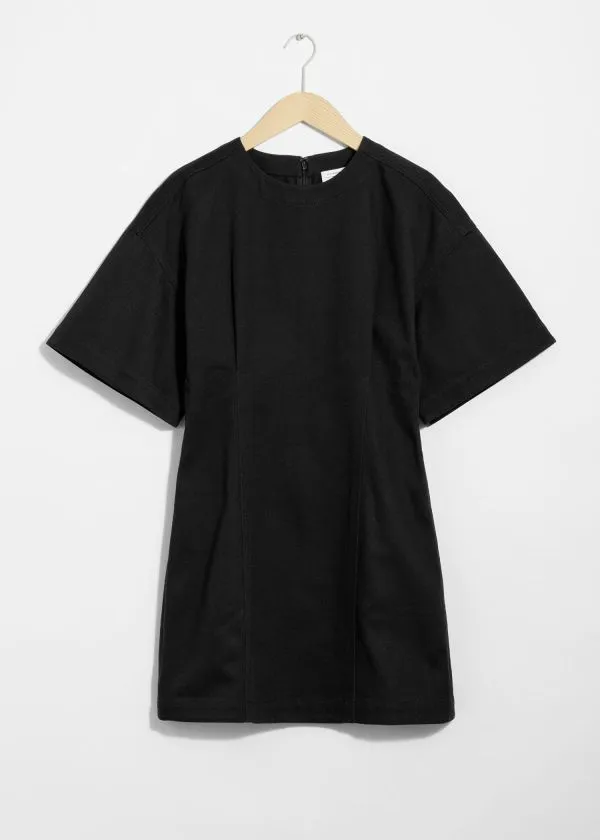 and Other Stories Fitted ShortSleeve Mini Dress Black Women Dresses