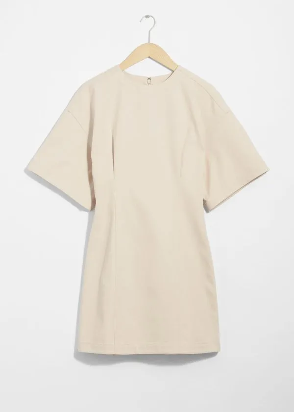 and Other Stories Fitted ShortSleeve Mini Dress Cream Women Dresses