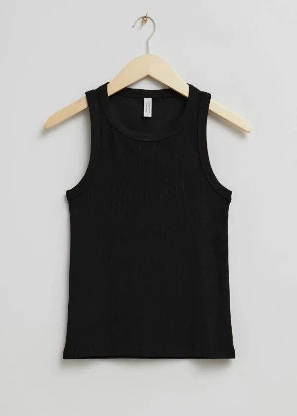 and Other Stories Fitted Tank Top Black Women Tops and Tshirts