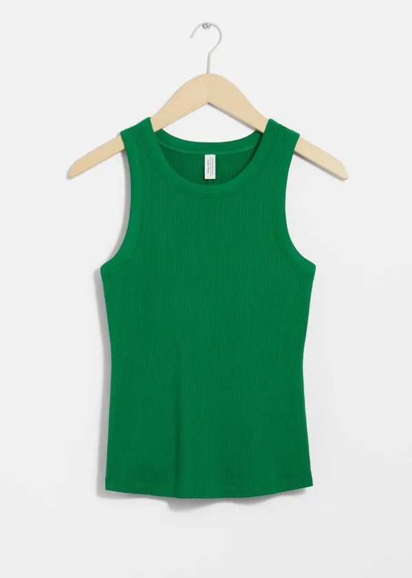 and Other Stories Fitted Tank Top Green Women Tops and Tshirts