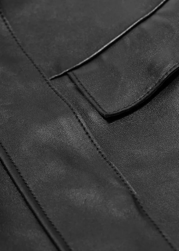and Other Stories FlapPocket Leather Jacket Black Women Jackets and Coats