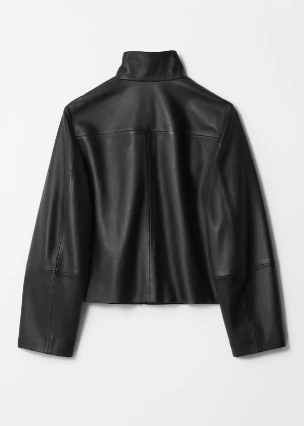and Other Stories FlapPocket Leather Jacket Black Women Jackets and Coats