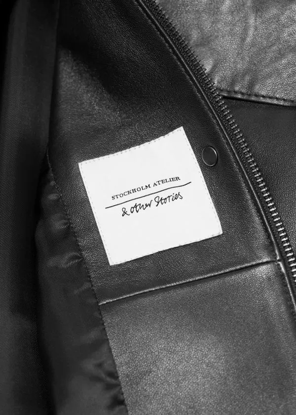 and Other Stories FlapPocket Leather Jacket Black Women Jackets and Coats