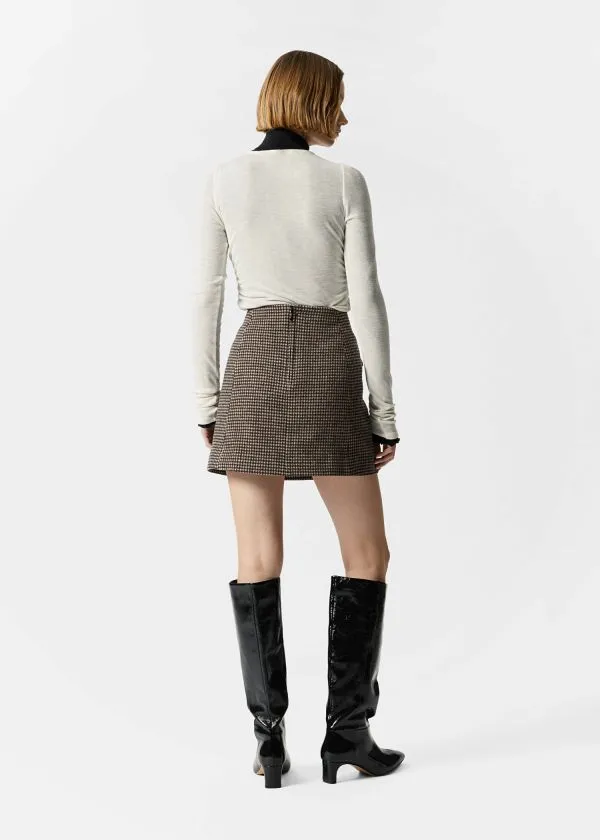 and Other Stories FlapPocket Mini Skirt Brown Dogtooth Women Skirts