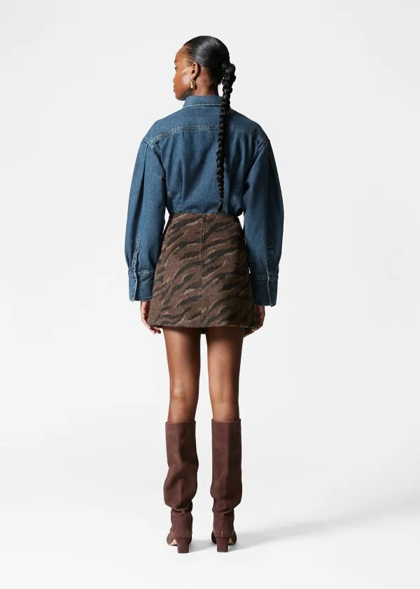 and Other Stories FlapPocket Mini Skirt Brown Tiger Stripe Women Skirts