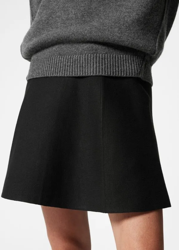 and Other Stories Flared DoubleKnit Skirt Black Women Skirts