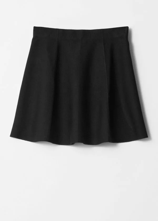 and Other Stories Flared DoubleKnit Skirt Black Women Skirts