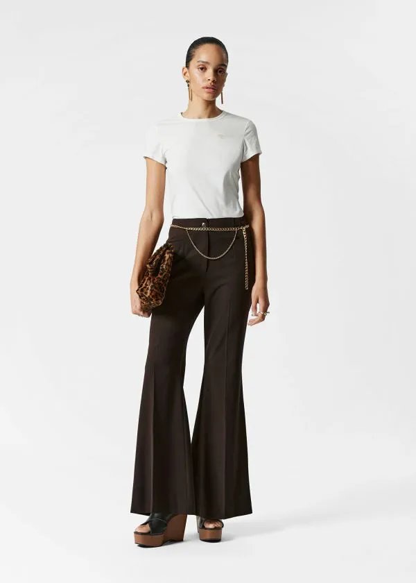 and Other Stories Flared PressCrease Trousers Dark Brown Women Trousers