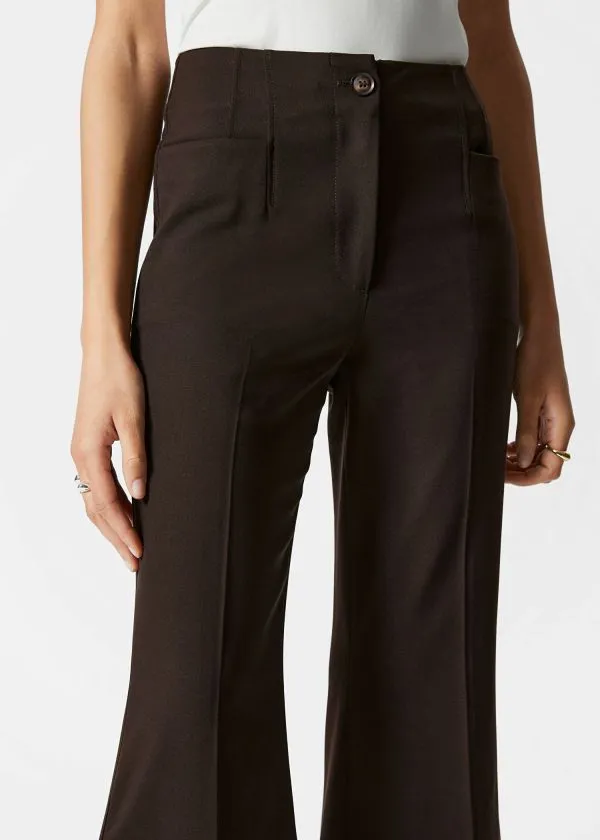 and Other Stories Flared PressCrease Trousers Dark Brown Women Trousers