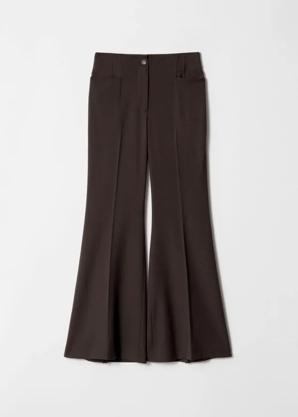 and Other Stories Flared PressCrease Trousers Dark Brown Women Trousers