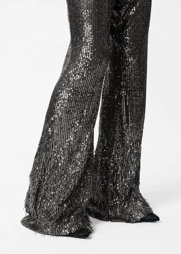and Other Stories Flared Sequin Trousers Grey Women Sets and Suits