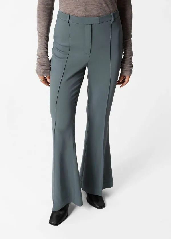 and Other Stories Flared Trousers Dark Grey Women Trousers