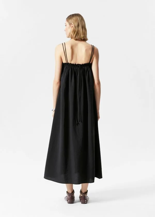 and Other Stories Floaty Strappy Midi Dress Black Women Dresses