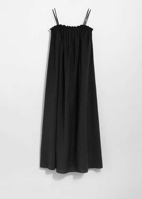 and Other Stories Floaty Strappy Midi Dress Black Women Dresses