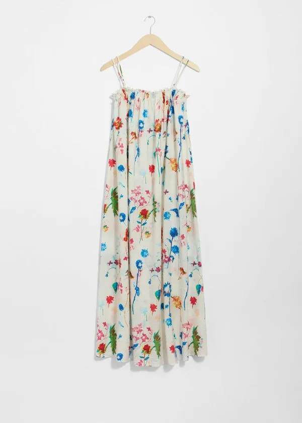 and Other Stories Floaty Strappy Midi Dress Floral Print Women Dresses