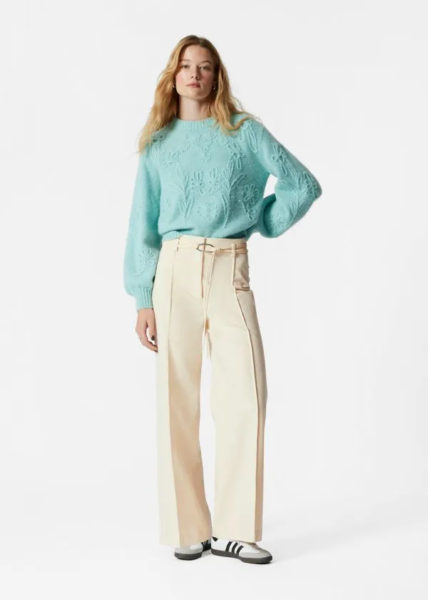and Other Stories FloralAppliqu Knit Jumper Pale Green Women Knitwear