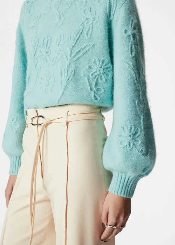 and Other Stories FloralAppliqu Knit Jumper Pale Green Women Knitwear