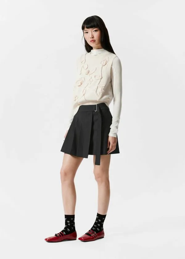 and Other Stories FloralAppliqu Sweater Vest Cream Women Knitwear