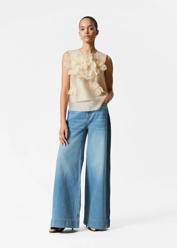 and Other Stories FloralAppliqu Top Beige Women Tops and Tshirts