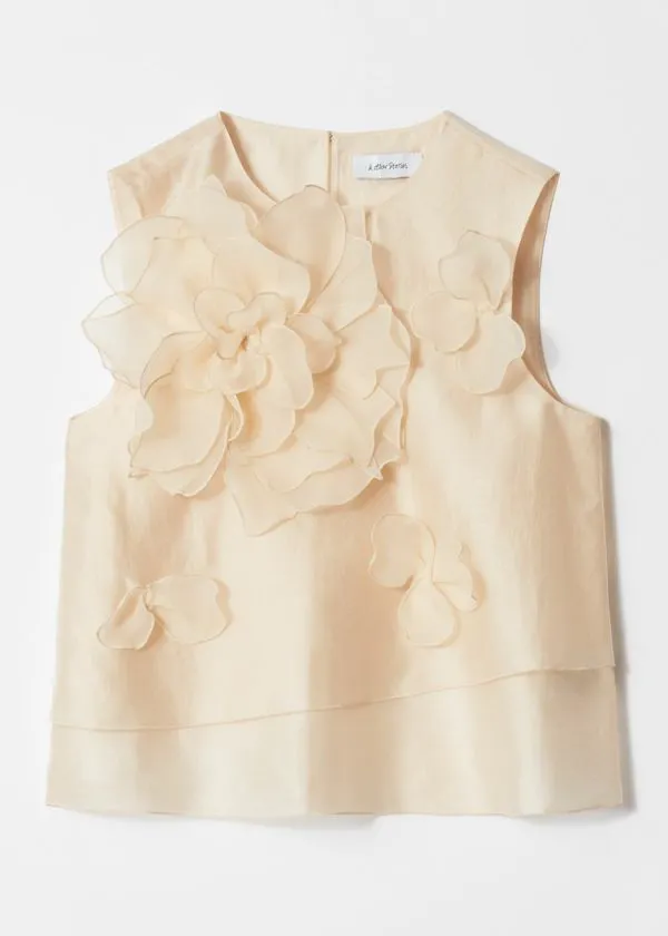 and Other Stories FloralAppliqu Top Beige Women Tops and Tshirts