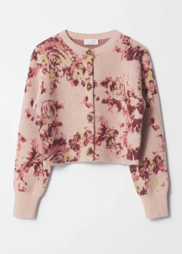 and Other Stories FloralJacquard Cardigan Beigeandpink Women Cardigans