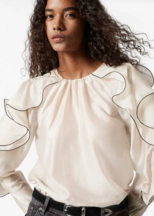 and Other Stories Flounced Blouse Cream Women Blouses and Shirts