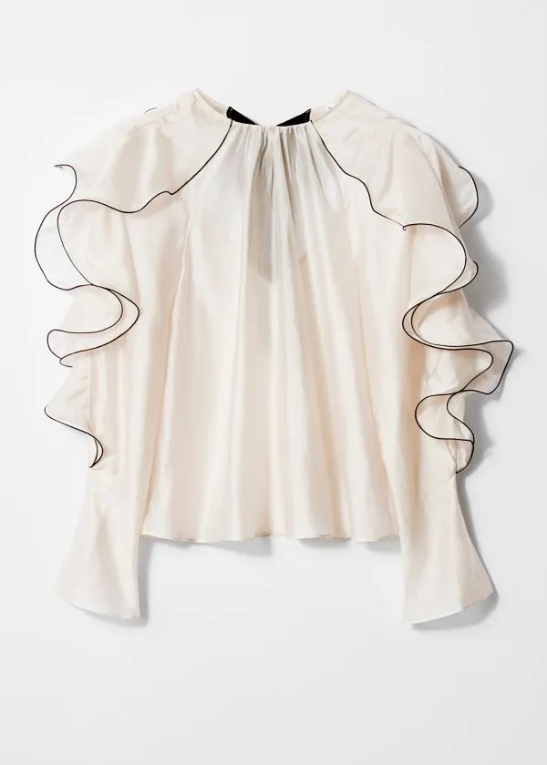 and Other Stories Flounced Blouse Cream Women Blouses and Shirts
