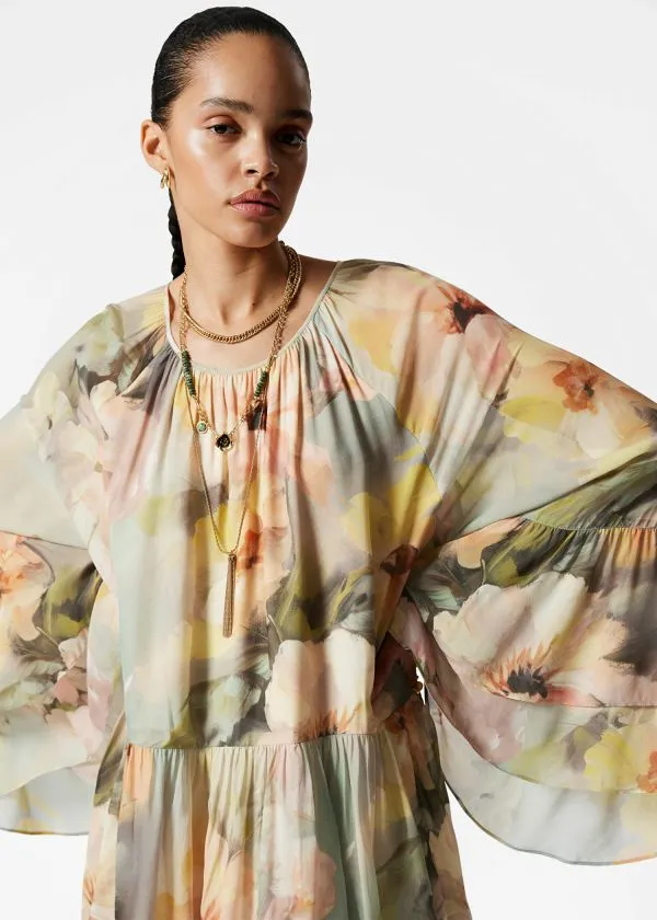 and Other Stories Flounced Maxi Dress Green Floral Women Dresses