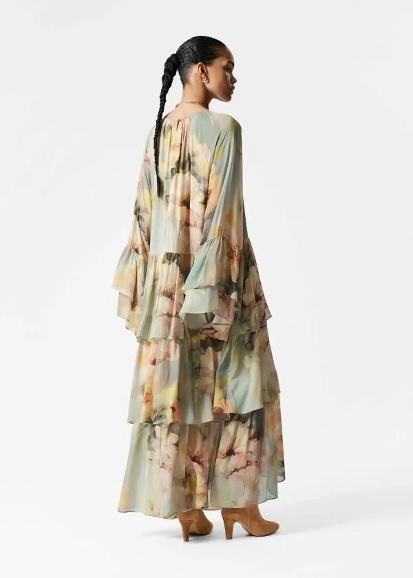 and Other Stories Flounced Maxi Dress Green Floral Women Dresses