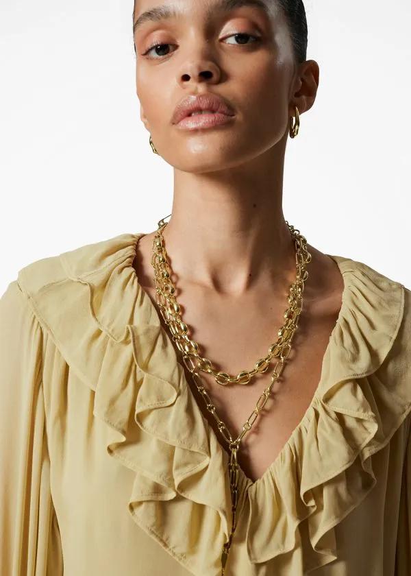and Other Stories Flounced Mini Dress Yellow Women Dresses