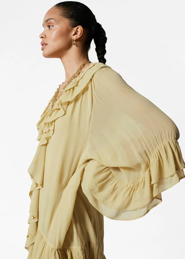 and Other Stories Flounced Mini Dress Yellow Women Dresses