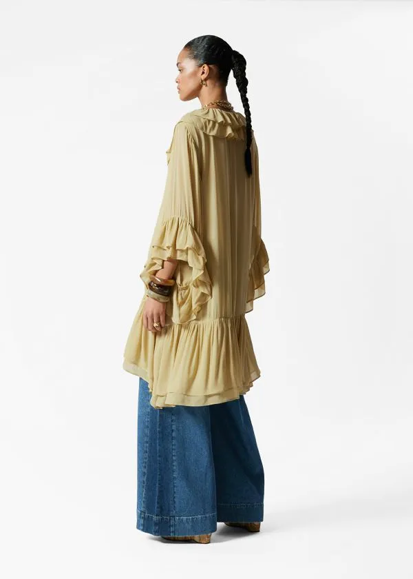 and Other Stories Flounced Mini Dress Yellow Women Dresses