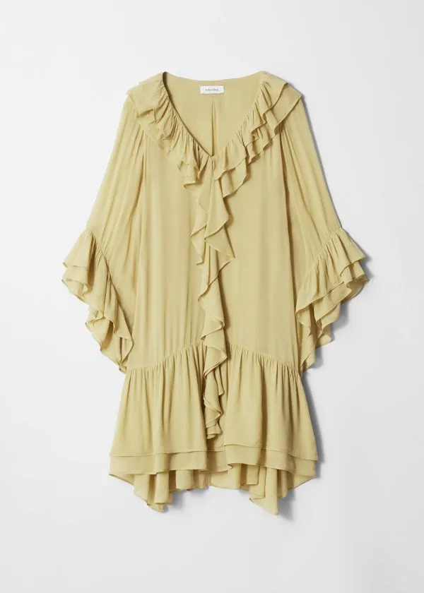 and Other Stories Flounced Mini Dress Yellow Women Dresses