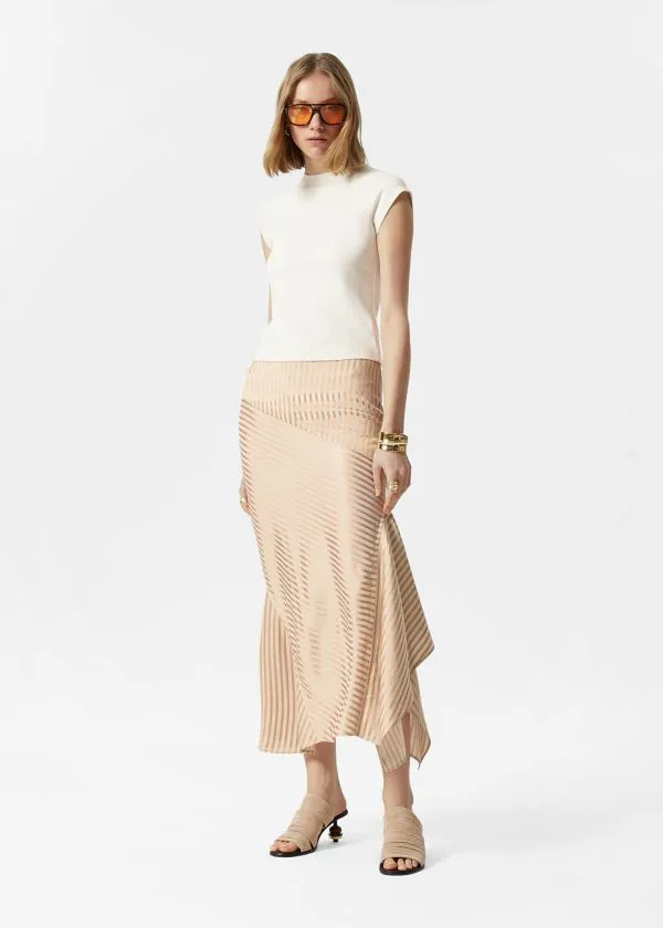 and Other Stories Flounced Pencil Midi Skirt Beigeandpink Women Skirts