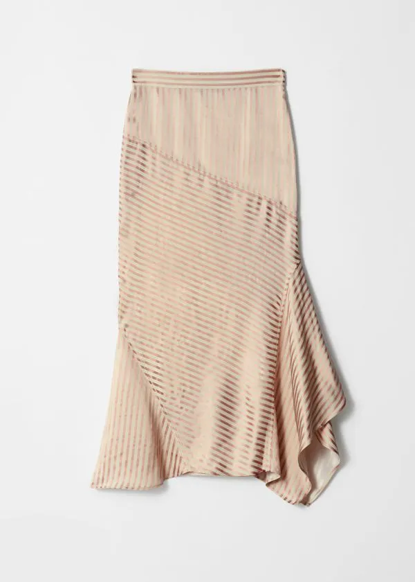 and Other Stories Flounced Pencil Midi Skirt Beigeandpink Women Skirts